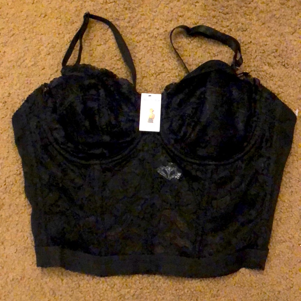 Black half bra